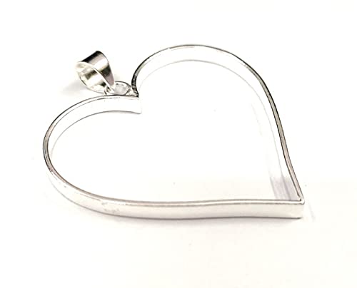 Miniatura 8 de Genuine 925 Sterling Silver Open Bezel Blank Heart Shape Frame Heart Shape Hollow Pendants Setting Charm Silver Diy For Resin Jewelry Making