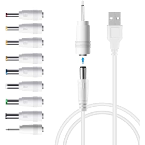 LANMU DC 5V Power Cord, USB to 5V DC Power Cable Charging Cord with 9 Adapters (6.4 * 4.4mm, 6.3 * 3.0mm, 5.5 * 2.5mm, 5.5 * 2.1mm, 5.5 * 1.7 mm, 4.8 * 1.7 mm, 4.0 * 1.7 mm, 3.5 * 1.35 mm, 2.5mm) Cover