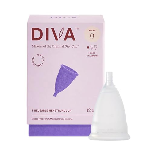 Image of DIVA Cup - Medical Grade Silicone Cup for Period Care - Reusable Menstrual Cup - Up to 12 Hours of Continuous Wear - Model 0 (for Slim Vaginal Canals & First-Time Users)