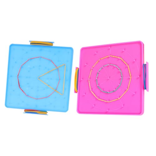 Toyvian Double Sided Geoboard for Kids 6.3X5.5 Inch Educational Peg Board Mathematical Manipulative for Elementary Classroom and Home Learning