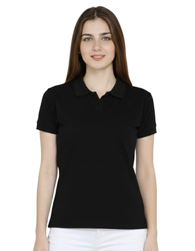 Image of Scott International Women's Cotton Polo T-Shirt | Half Sleeve Plain Collar Tee | Stylish Casual Top | Plain T-Shirt for Girls | Workwear for Office & Casual Wear