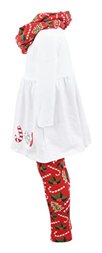Image of Unique Baby Girls Kids Toddler 3pc Outfit Set Long Sleeve Cotton Blend Tunic Top Leggings and Scarf
