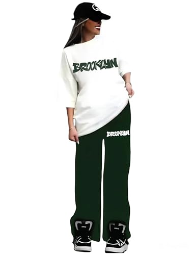 Image of My Swag Womens Co Ord Set Half Sleeve Loose Fit Cotton T-Shirt & Trouser for Women & Girl