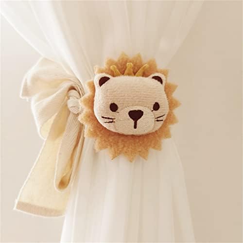 2 Pack Curtain Tiebacks Cute Cartoon Animal Curtain Ties, Embroidered Animal Shape Bedroom Accessories, Curtain Holders for Baby’s Room Bedroom (Lion)
