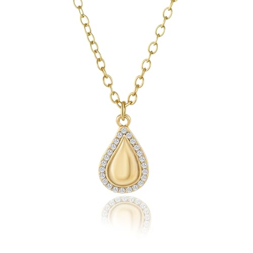 Beach Charm Necklace Heart Crystal, Starfish, Teardrop Crystal Pendant, 14K Gold Plated Chain, Palm Tree Necklace, Ocean Theme Jewelry