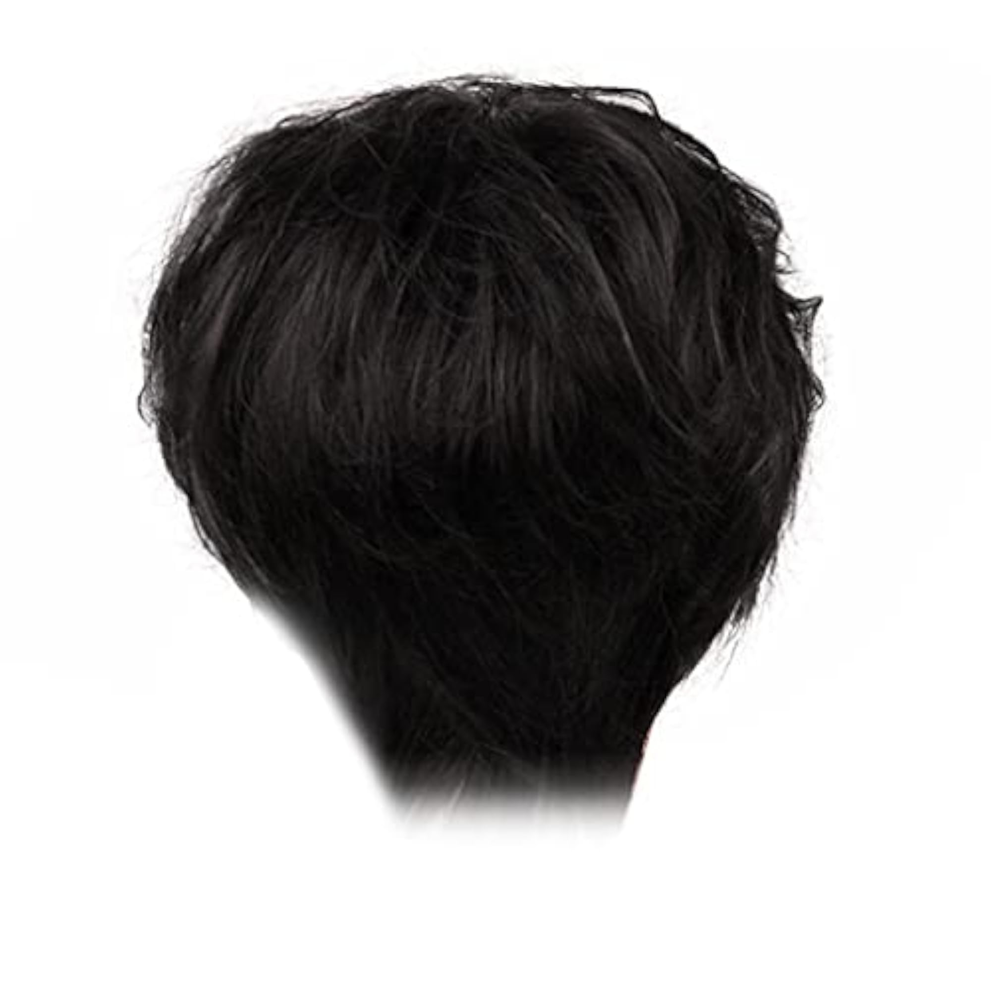 Men's Short Black Wavy Human Hair Wig, Heat Resistant
