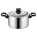Stockpot 304 Podwójny dolny garnek zupy ze stali nierdzewnej, uniwersalny kuchenka indukcyjna, trójwarstwowa kompozytowa dno, srebro (Color : A, Size : 25cm*14.2cm)