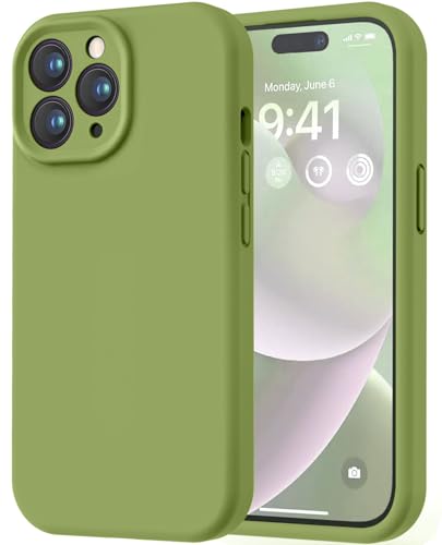 Image of LOVE 3000 Designed for iPhone 14 Pro Max Case, Premium Silicone with [Soft Anti-Scratch Microfiber Lining] Shockproof Protective Phone Case for Men Women Girls 6.7 inch, Cedar Green