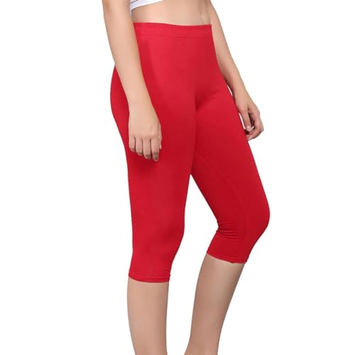 Image of True Women's WEAR Soft Cotton Lycra 3 /4 Leggings Perfect Combination of Elegance and Comfort |Women 3 /4th Cotton Plain Capri 3 /4 Capris Leggings for Women, Women's Slim Leggings