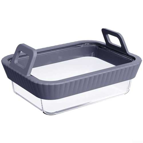 Springwillfly Poêle à frire à air en verre borosilicate avec poignée en silicone conçue pour les applications de cuisson à haute température (1 gris)