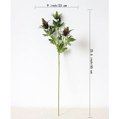 Allinlove 4 Bundles Artificial Thistle Spray Eryngo Fake Eryngium Sea Holly Flowers Bouquet Wedding Home Shop Office Restaurant Party Decor Table Centerpiece Flowers Arrangement (Purle Green) #TOP1