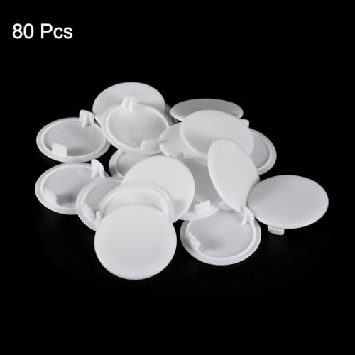 Image of uxcell 80Pcs Hinge Hole Covers, 35mm(1 3 /8 inch) Dia Plastic Concealed Hole Cover Round Flush Type Caps for Furniture Cabinet Cupboard, White