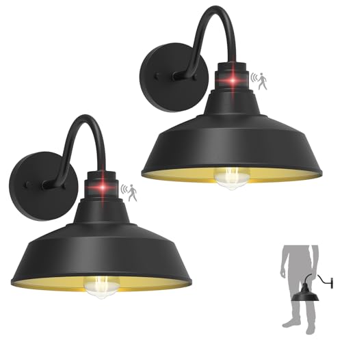 12.4'' Motion Sensor Outdoor Barn Lights, Dusk to Dawn Outdoor Lighting Wall Mount, Farmhouse...