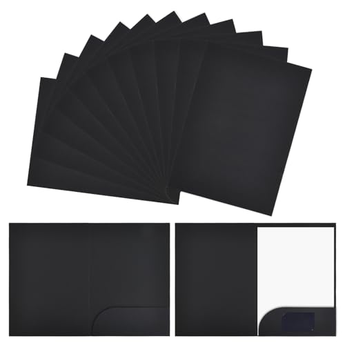 20 Piezas Carpetas de Papel Kraft A4,350gsm Carpetas de Proyectos con Ranuras para Tarjetas,Carpeta de Presentación Carpetas de Cartón para Documentos,Subcarpetas Simples para Escuela Oficina (Negro)