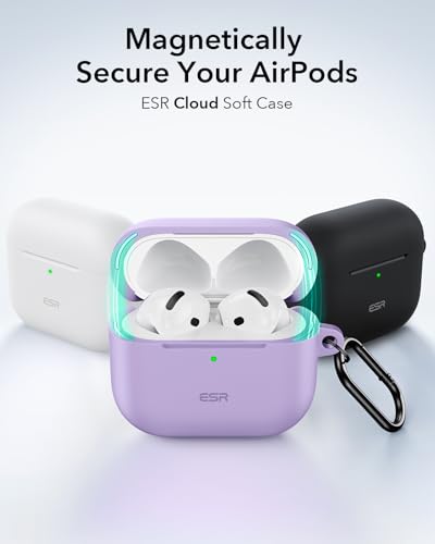 Image of ESR for AirPods 4 Case, Compatible with AirPods 4th Generation Case (2024) (USB-C), Magnetic Lid Lock, Full Drop Protection Cover, Cloud Soft Case, Purple