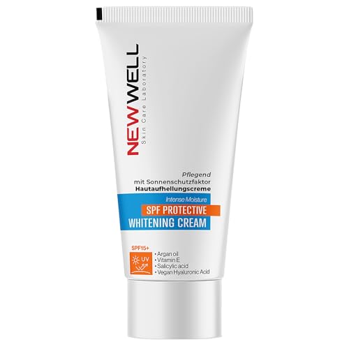 NEWWELL Crema blanqueadora para eliminar manchas de pigmento facial, crema blanqueadora con vitamina E y ácido hialurónico, 50 ml