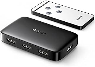 UGREEN HDMI Switch 3 IN 1 OUT HDMI Switcher Splitter Supports 4K 3D HD Monitor Wireless Remoter Control Compatible with TV, PS5/PS4/PS3, Laptop/PC DVD Blu-Ray Xbox Roku HDTV