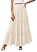 PRETTYGARDEN Boho Maxi Skirts for Women Trendy Summer 2026 Spring Long Flowy A Line Tiered Skirt Beach Vacation Clothes Dress (Beige,Small)
