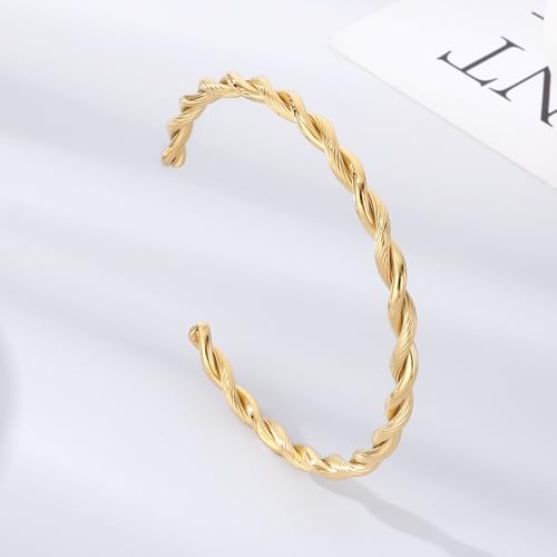 Pulsera abierta torcida ajustable 58mm acero inoxidable miniatura 4
