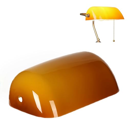 FIRVRE Ambra 22,5 cm paralume di ricambio in vetro per lampada banker paralume da tavolo per lampada da scrivania