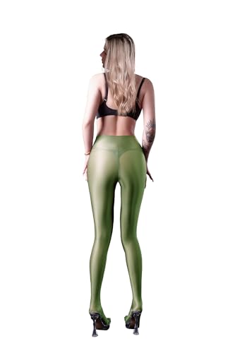 Image of Ultra Sheer Workout Leggings Shiny Tights for Women Control Top to Waist Pantyhose Tummy Control Glossy Panty Hose