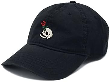 Riot Society Skull Rose Embroidered Mens Adjustable Dad Hat Black