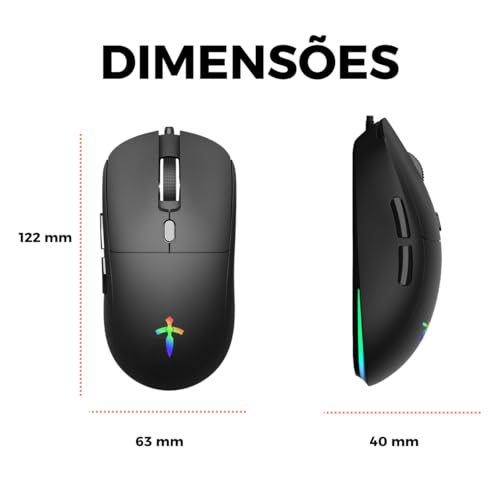Mouse Gamer Jogo 8000dpi Óptico Led Rgb Usb Pc Computador (Preto)