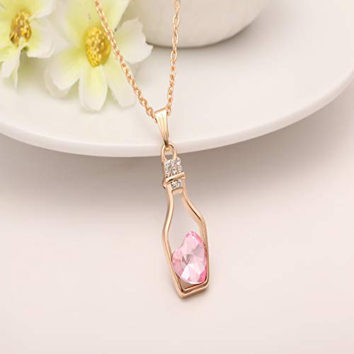 Preisvergleich Produktbild KIFFAY Hochwertige 1teilige Wunschflasche Halskette Flash Diamant herzförmige Kristall Anhänger Flasche. Damenmode Metall Halskette blau