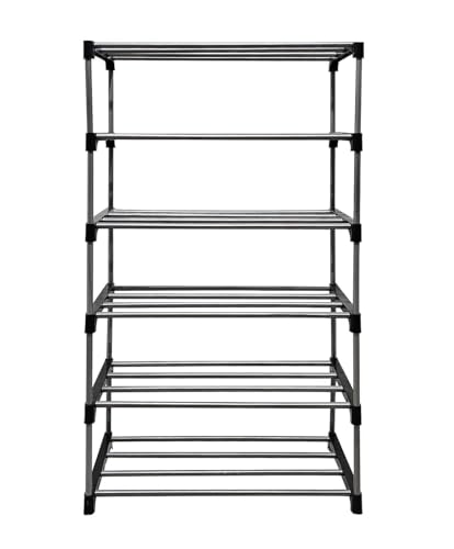 Image of 6 Tier Shoe Rack Sturdy Shoe Organizer for 15+ Pairs,Space-Saving Storage for Entryway & Closet Shoe Rack Modern Shoe Stand with Open Shelves, Ideal for Bedroom & Hallway Stackable