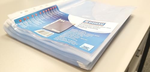 DONAU Prospekthüllen STARKE / 100 Stück/Din A4 / Glasklar Oben Offen Klarsichthüllen Sicht-Hüllen Gelochte Plastikhülle/PP/Transparent 100 Mikron