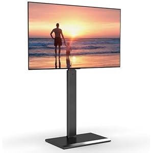 FITUEYES Support TV Pied avec Base en Fer de 32 à 65 Pouces,Pied pour TV Pivotant 60°et 14 Réglages en Hauteur jusqu'à 40 kg,Max VESA 400x400 mm