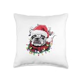 French Bulldog Christmas Buffalo Plaid Xmas Frenchie Lover Throw Pillow
