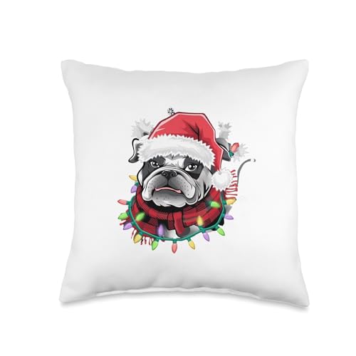 French Bulldog Christmas Buffalo Plaid Xmas Frenchie Lover Throw Pillow