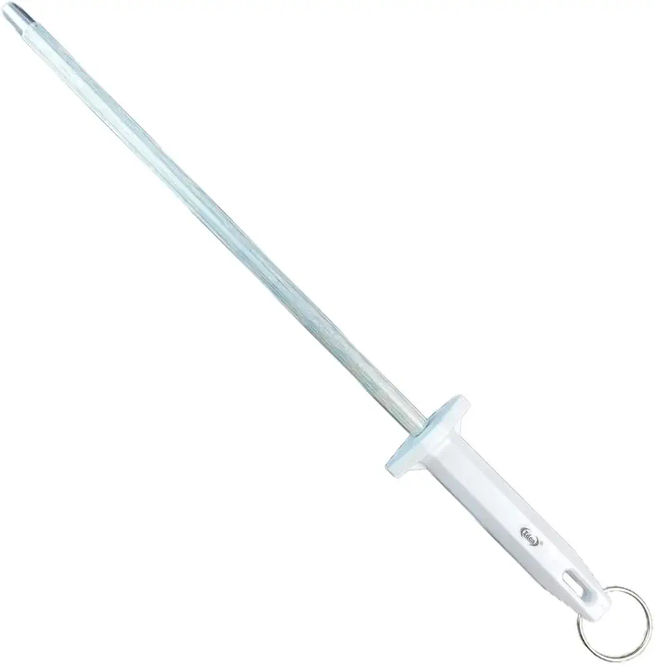 Chaira Profissional em Aço com Revestimento de Cromo, Cabo Ergonômico em Polipropileno com Proteção, Haste Estriada e Lisa