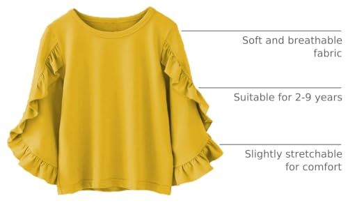Image of Colorful Childhood Little Girls Ruffle Bat T Shirt Autumn Princess Girl Blouses Spring Tops