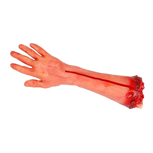 Halloween-Körperteile mit gebrochenem Arm, gruselige Körperteile für Halloween-Party, realistisches blutiges 35-cm-Handtrickspielzeug aus Latex, 1 zufällige linke oder rechte Hand | Menschliche Armhä
