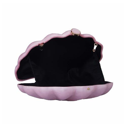Image of Women Pearl Shell Acrylic Clutch Shell Purse Chain Shoulder Bag Ladies Wedding Clutch Prom Evening Handbag