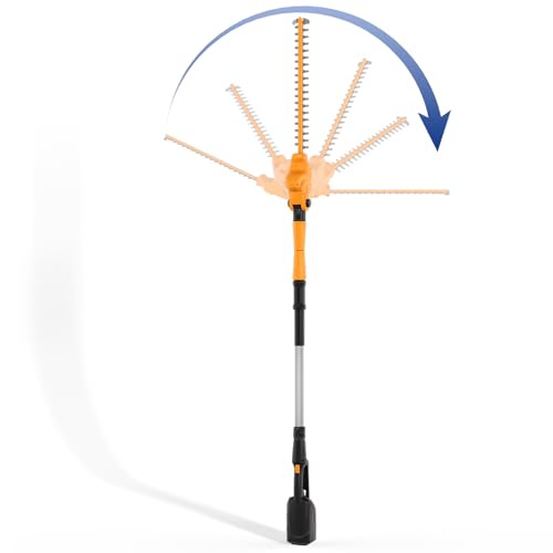 Mowox Power 40V Pole Hedge Trimmer Cordless, 500mm Telescopic Range Pole Hedge Trimmer, 9 Rotary Positions Hedge Trimmer with 2Ah Battery and Charger Included
