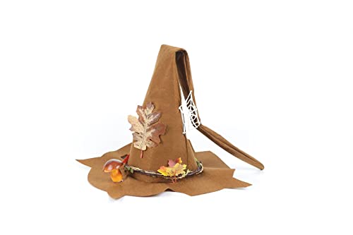 Sixfox Chapeau de Sorcière Femme en Feutre Marron pour Costume, Cosplay, Halloween et Festival des Fantômes