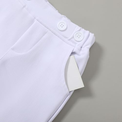 WESIDOM Baby Boy Clothes Suit 0-24M Infant Gentleman Wedding Outfit, Shirt+Bowtie+Beret+Suspender Pants Clothing Set