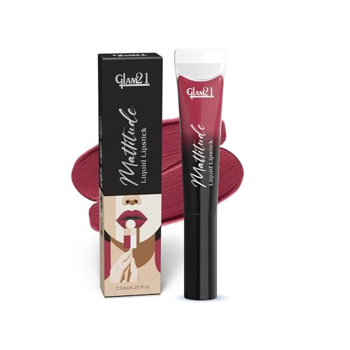 Image of Glam21 Mattitude Liquid Matte Lipstick | 16Hr Long Stay | Non-Transfer & Smudge-Proof | Enriched with Vitamin E, Coffee & Cherry Oil | Moisturizing & Comfortable | 7.5ml,Pinked My Ex