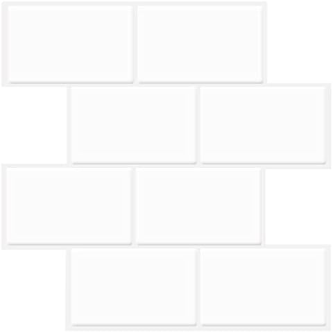 10-Sheets Peel Stick Tiles and Kitchen Backsplash, 12 x 12 Inches Bathroom Self Adhesive Marble Tiles Cover