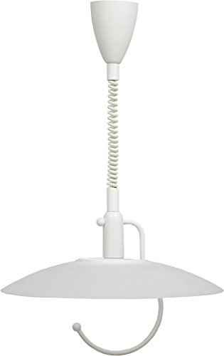 Preisvergleich Produktbild Hängeleuchte Küche Weiß E27 bis 100W 230V Metall Glas Pendelleuchte höhenverstellbar Esszimmerlampe praktische Beleuchtung