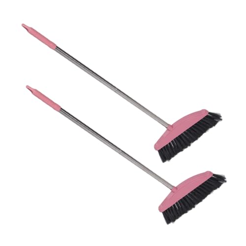 IWOWHERO Portable House Cleaning Broom Set 2pcs Hard Broom Long Handle for Outdoor Use