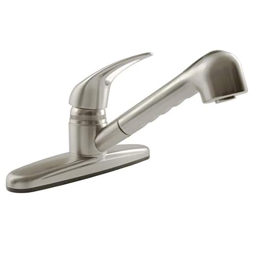 Dura Faucet DF-PK100-SN RV Non-Metallic Pull-Out Kitchen Sink Faucet - Single Handle (Brushed Satin Nickel)