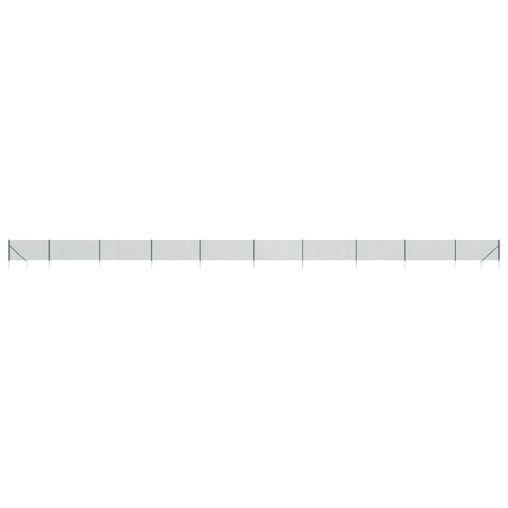 Chain Link Fence with Spike Anchors Green 1. 1x25 m, Galvanised Steel PVC Coated, Secure Property Barrier, Animal Enclosure, Flexible Interlocking Design, 60 x 60 mm Durable with Assembly Hardware