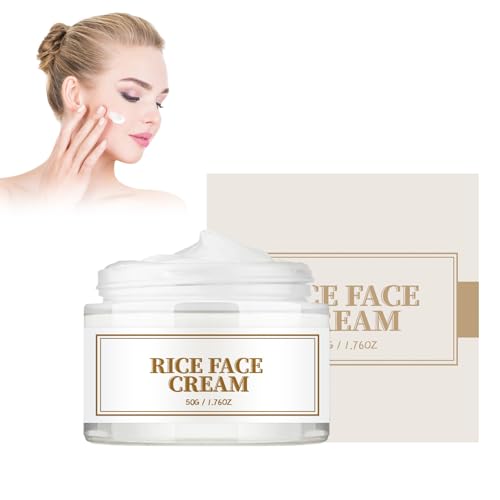 Crema Facial De Arroz Blanco, 50 G Crema Facial Iluminadora De Crema Antienvejecimiento De Hidratante De Arroz Para La Cara, Repara La Barrera Cutánea, Aclara La Pigmentación