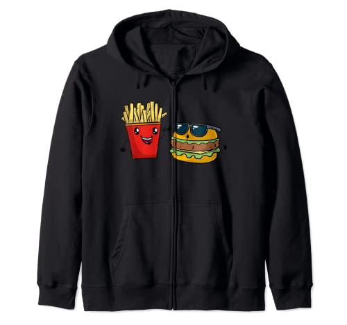 Funny Fast Food Burger French Fries Zip Hoodie