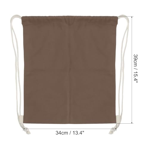 PATIKIL Cotton Drawstring Bags, Cotton Drawstring Backpack Foldable Sports Gym Bags for Women Men Gym Sports Trip, Brown2