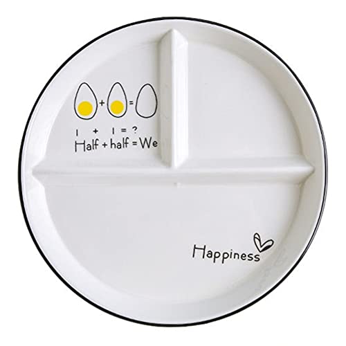 OnePine Healthy Eating Plate Ceramic, Balance Diet Plate, Portion Control Plates for Adults Weight Loss Diameter: 23cm/9 inch